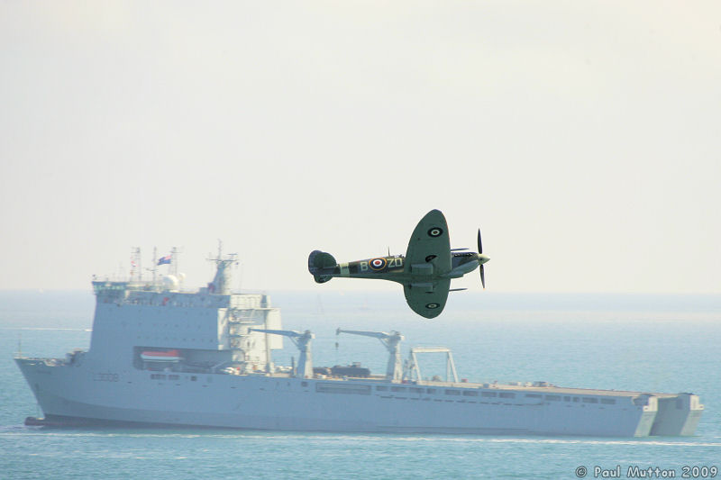  A8V8638 Spitfire in front of RFA Mounts Bay